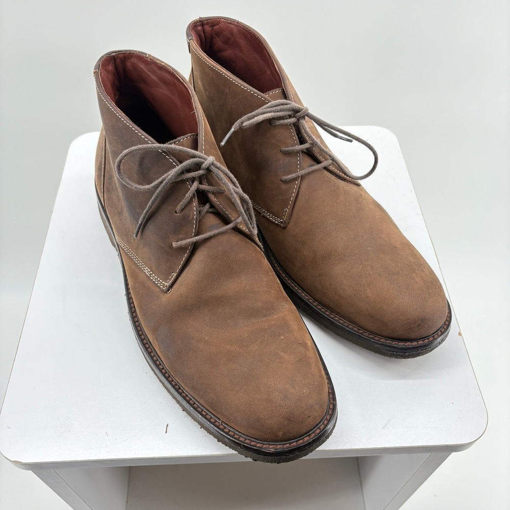Johnston & Murphy Mens Brown Oiled Leather Chukka Boots Memory Foam 10.5 M Fall